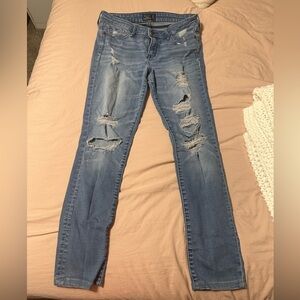 Abercrombie & Fitch Distressed Skinny Jeans in Blue